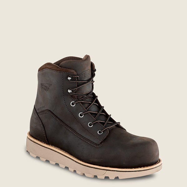 Red Wing Safety Boots Dark Brown - Mens Traction Tred Lite - 6-inch Waterproof Toe - 3094-SZVEB